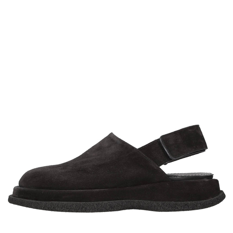 Mules in camoscio e pelle 