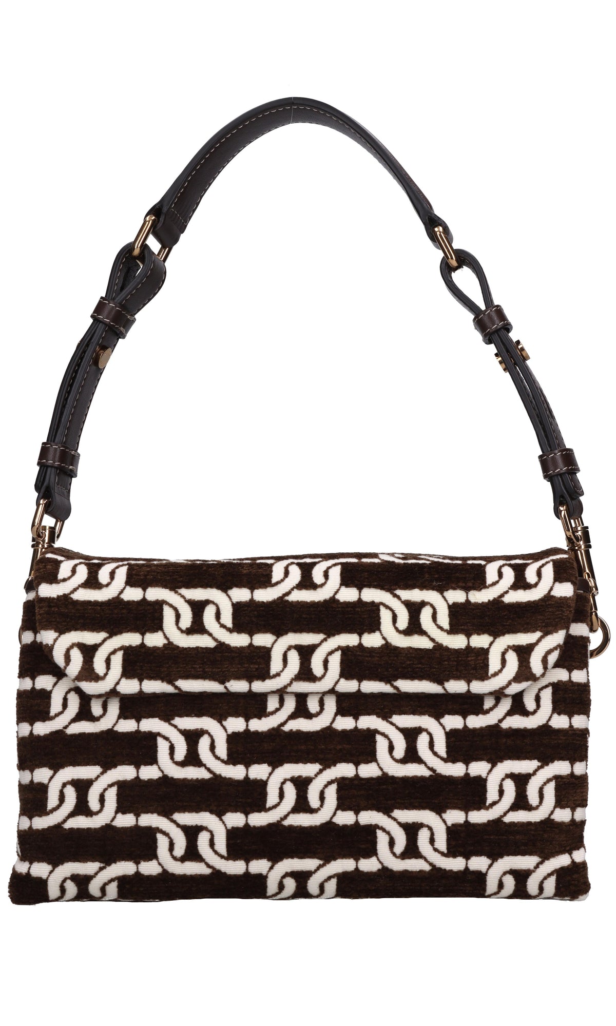 Borsa in pelle e tessuto 