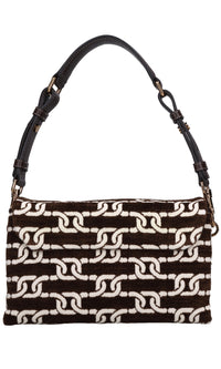 Borsa in pelle e tessuto 