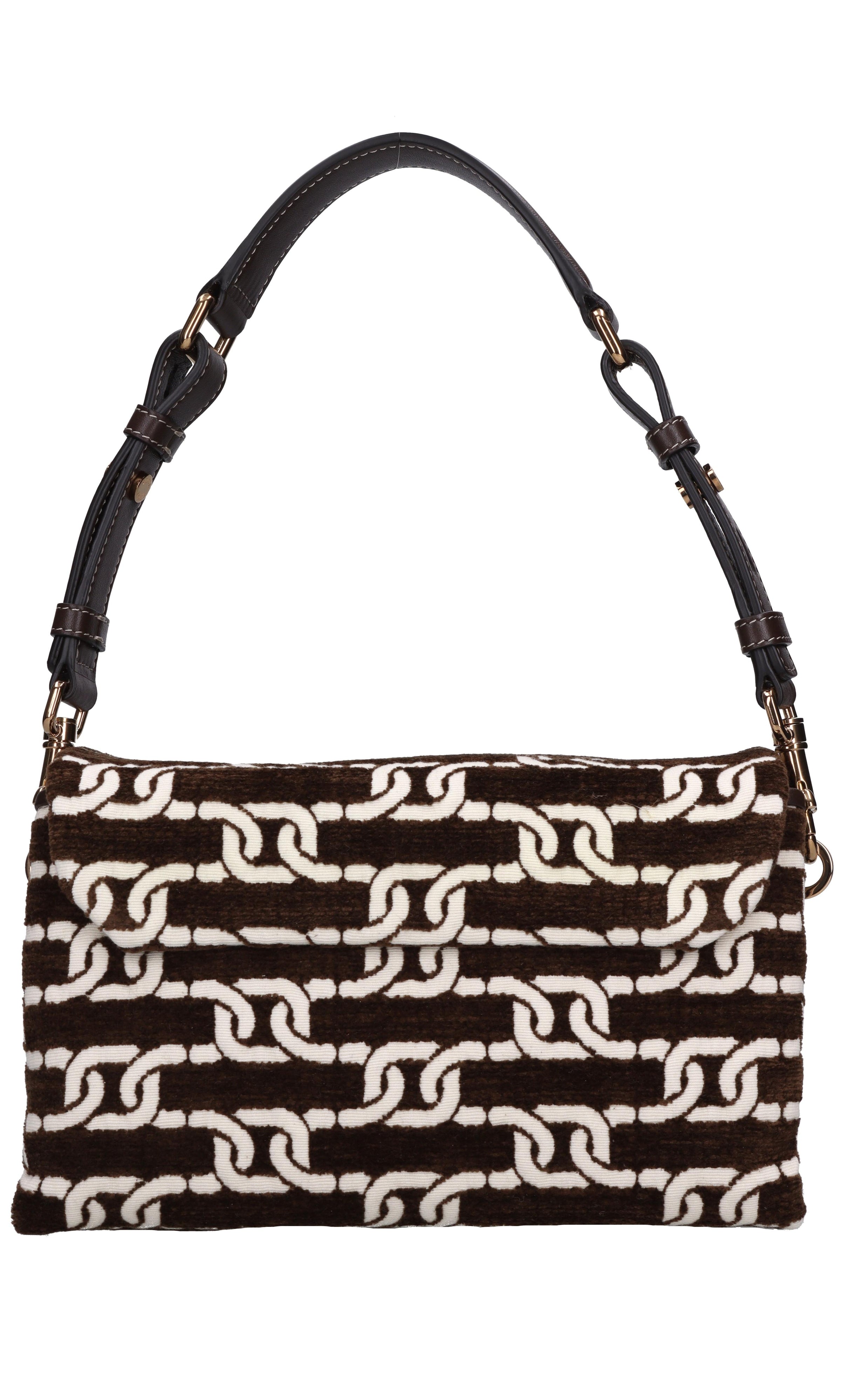 Borsa in pelle e tessuto 