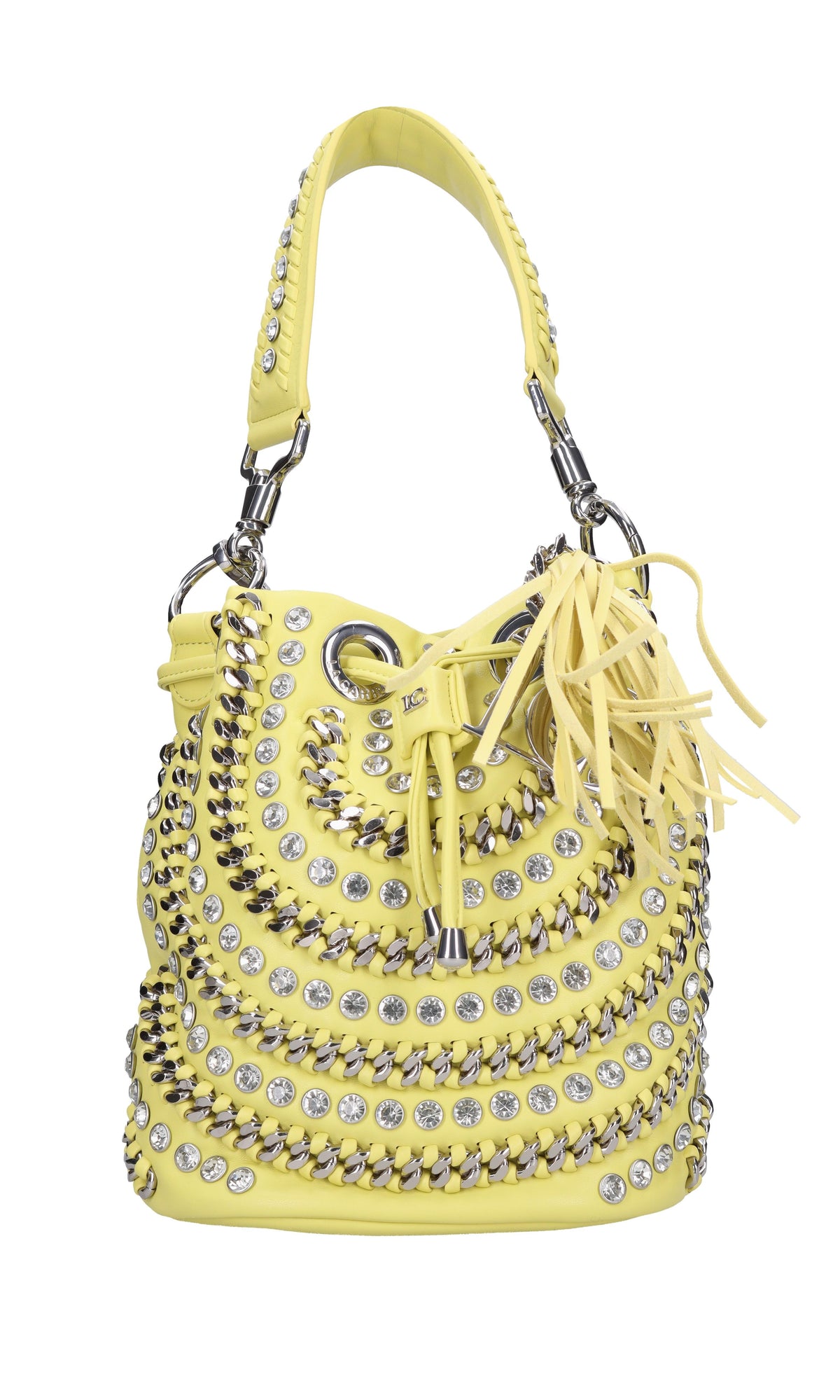 Borsa in ecopelle con borchie e strass 