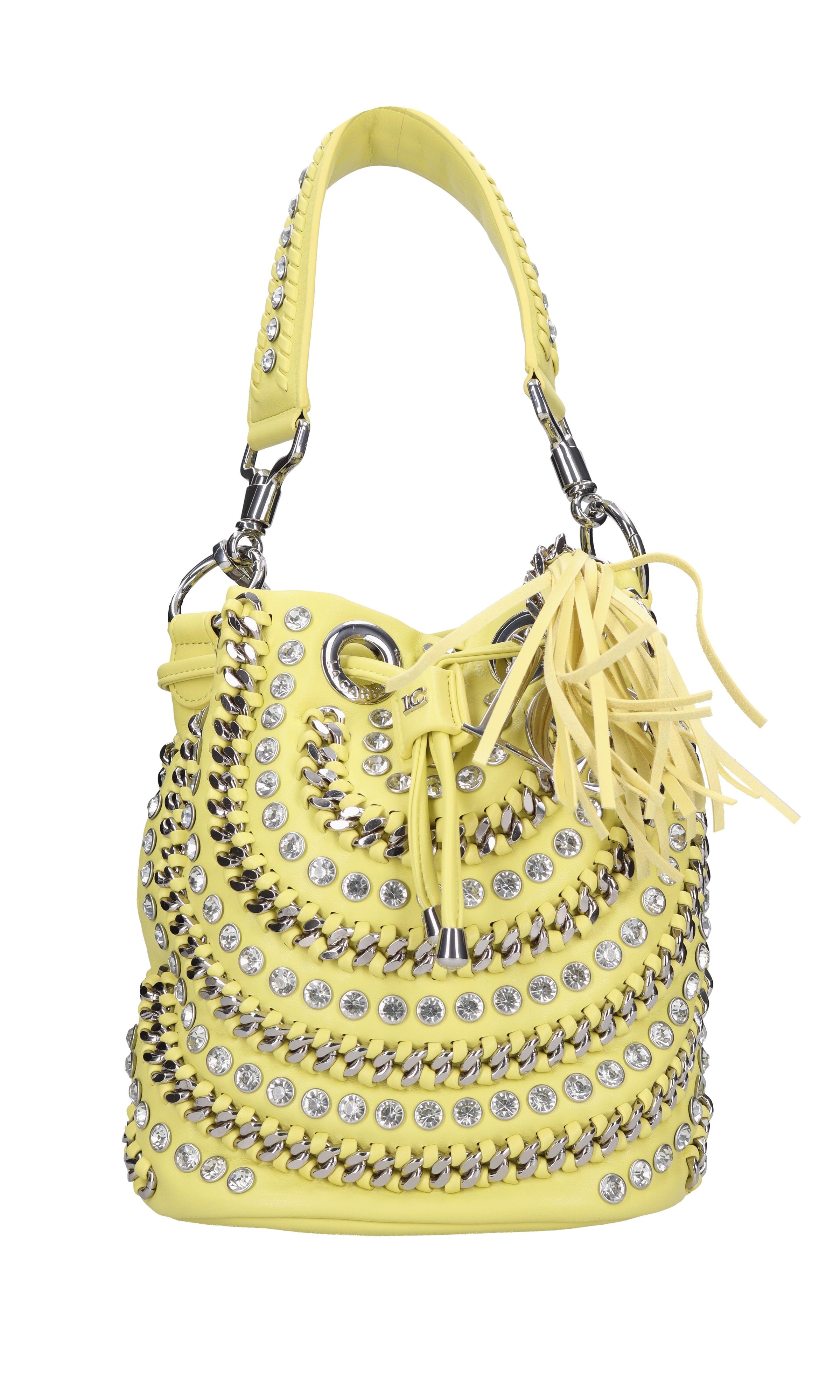 Borsa in ecopelle con borchie e strass 