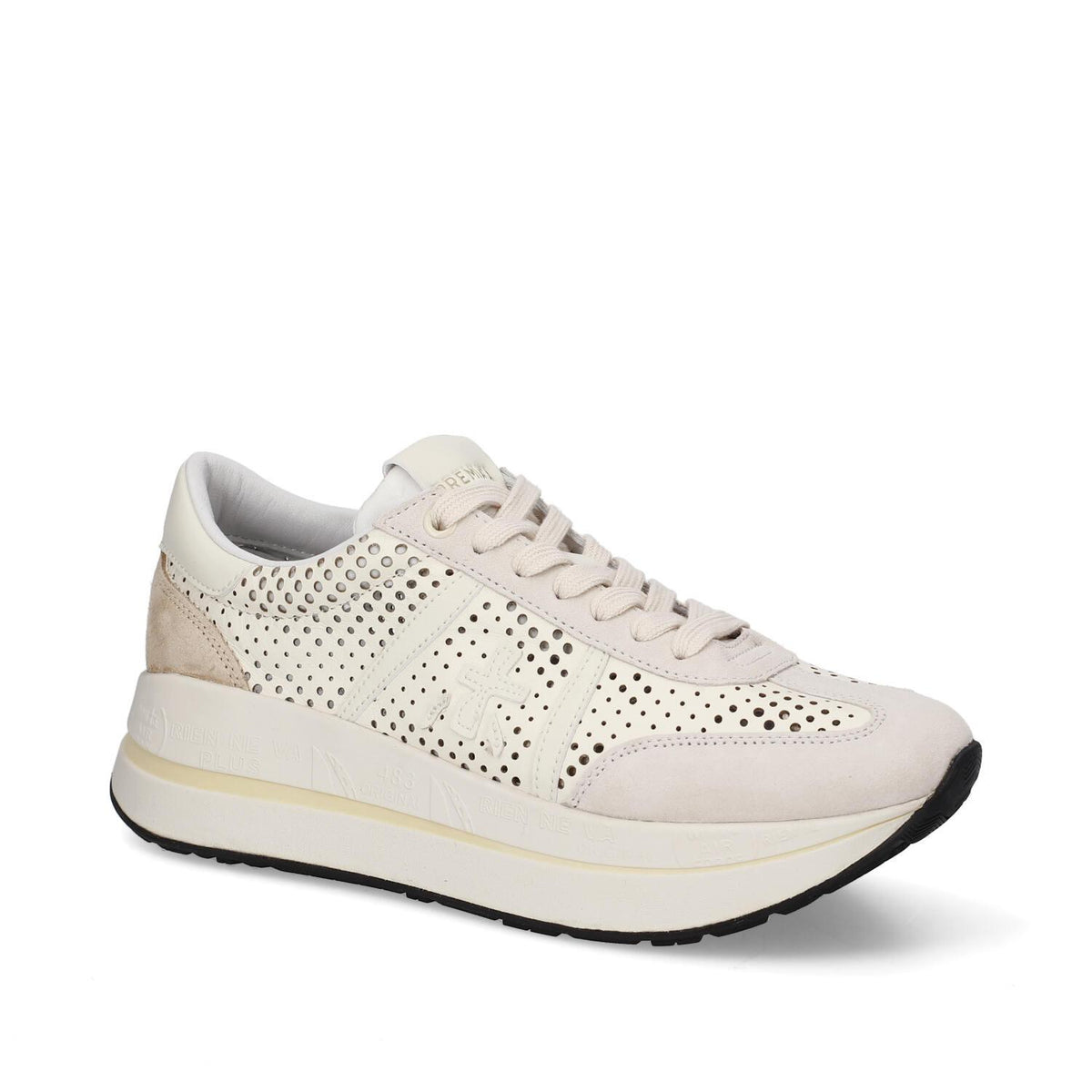 Sneakers in pelle ecopelle e tessuto 