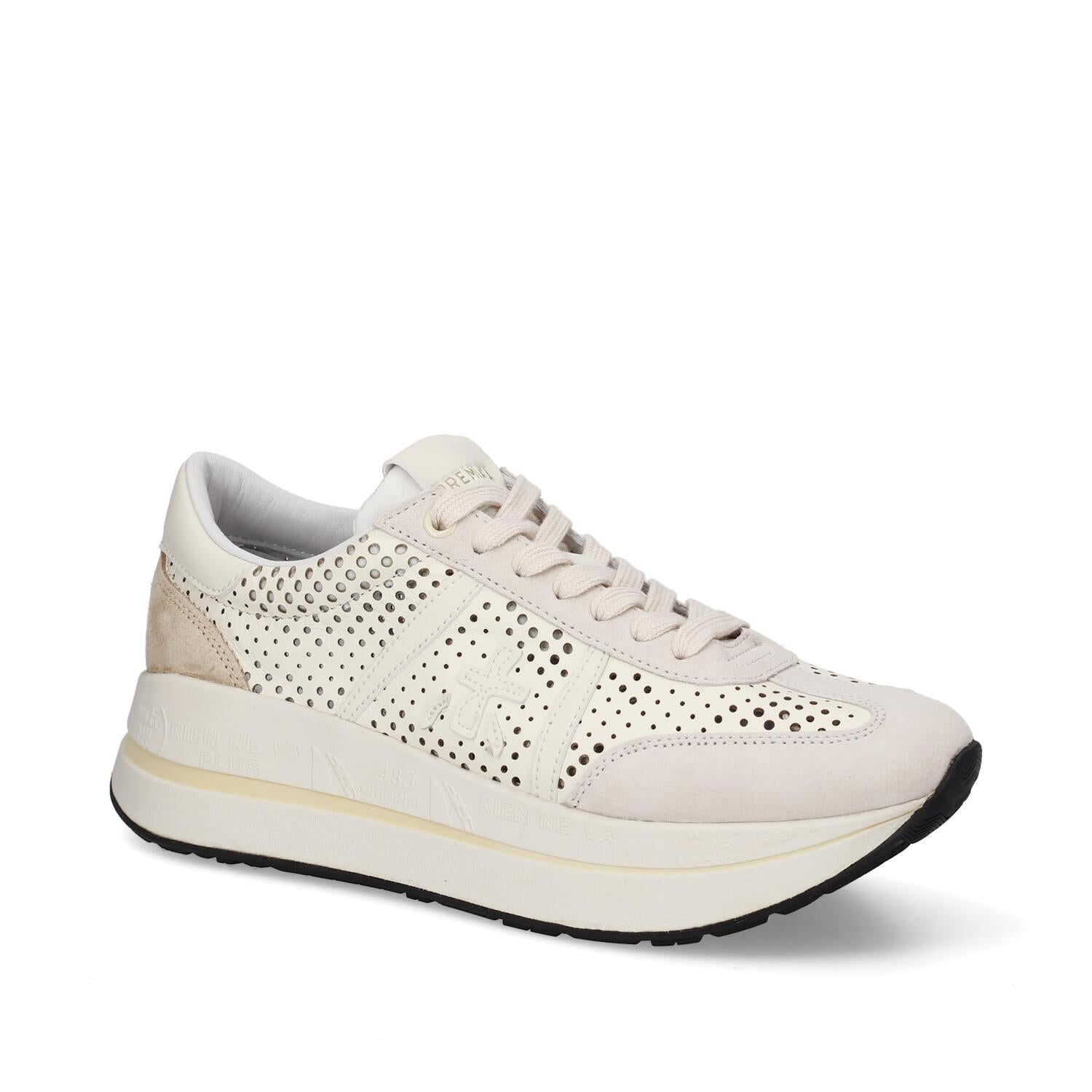 Sneakers in pelle ecopelle e tessuto 