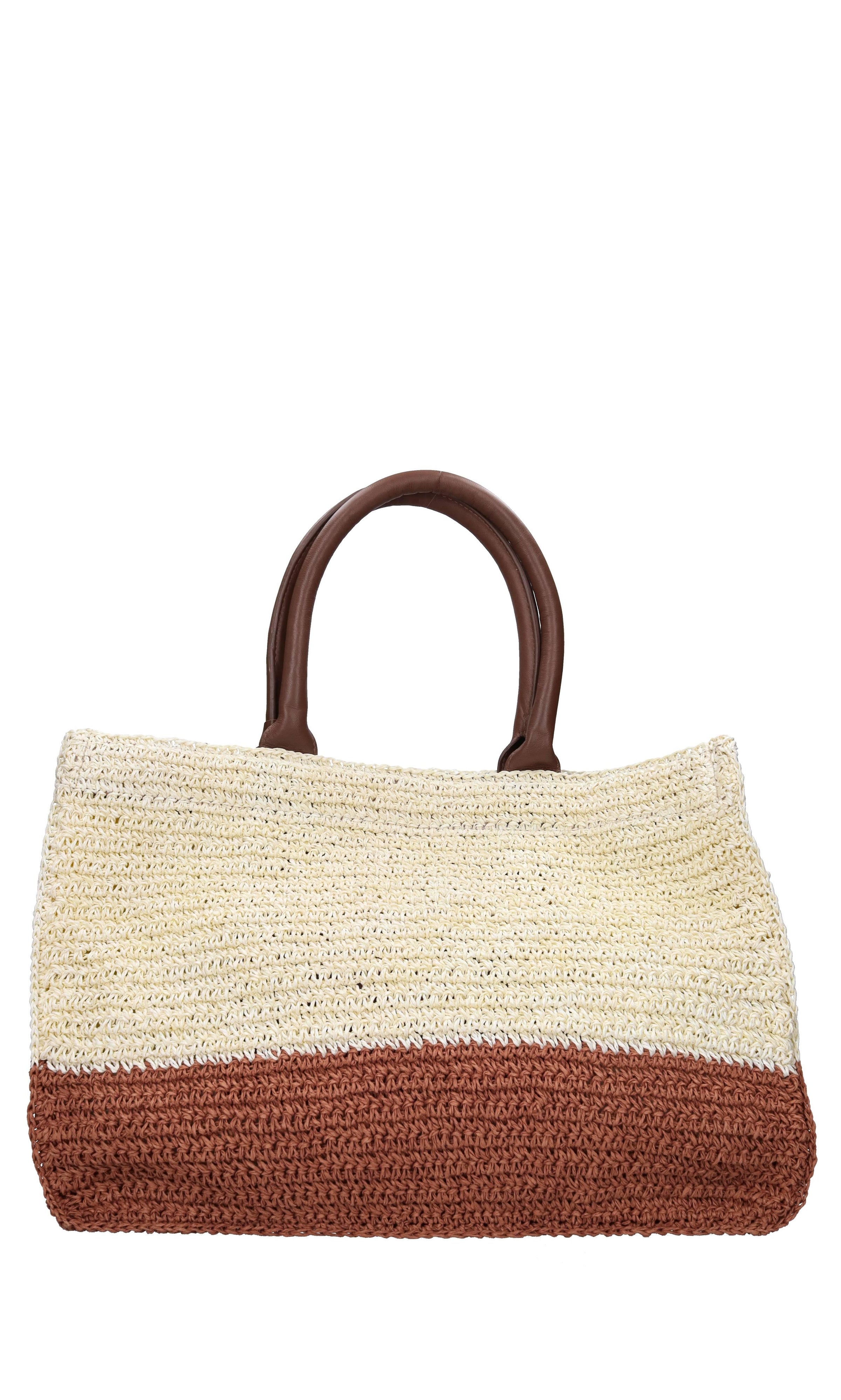 Borsa Saint Tropez in rafia e pelle 