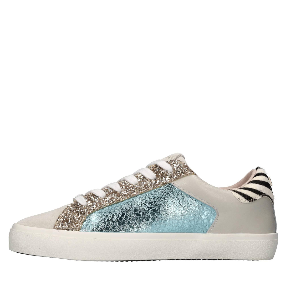 Sneakers in pelle cavallino e glitter 