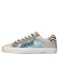Sneakers in pelle cavallino e glitter 
