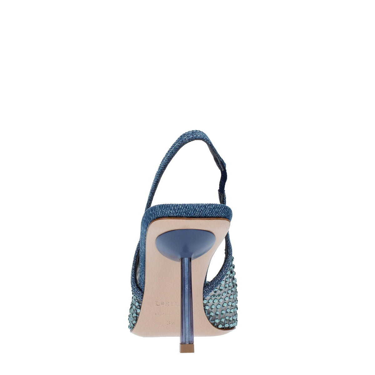 Décolleté Slingback modello GILDA in tessuto e rete argentata 