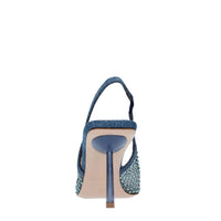 Décolleté Slingback modello GILDA in tessuto e rete argentata 