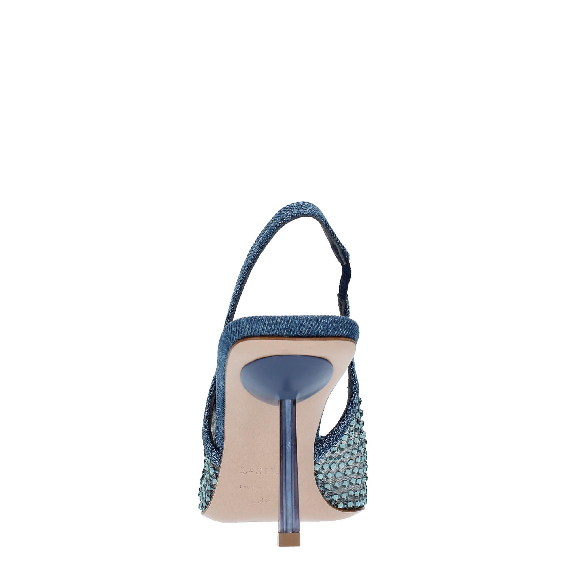Décolleté Slingback modello GILDA in tessuto e rete argentata 