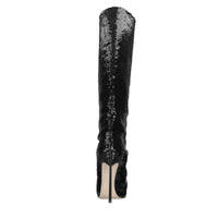 Stivali blade in paillettes e pelle 