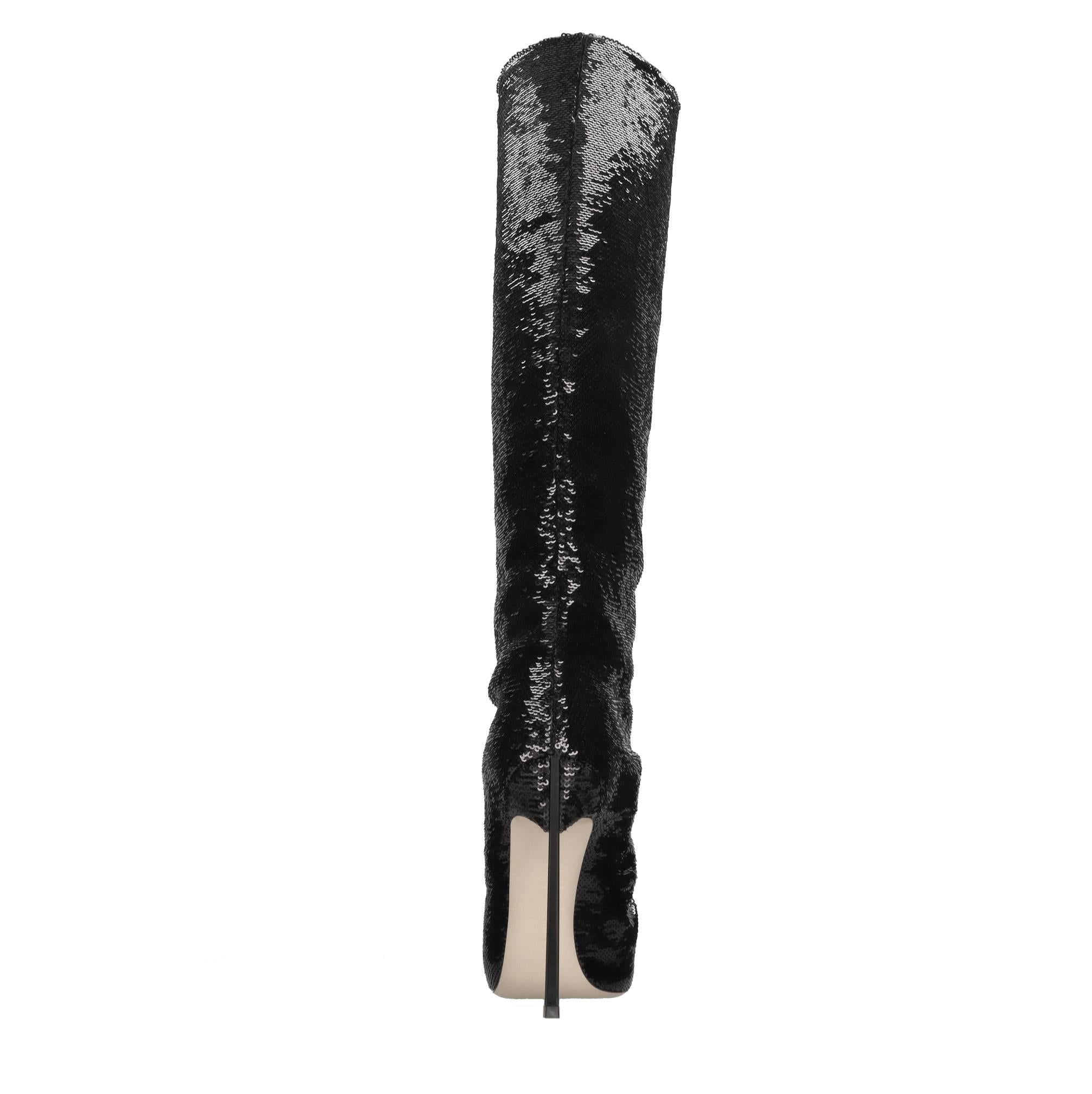 Stivali blade in paillettes e pelle 