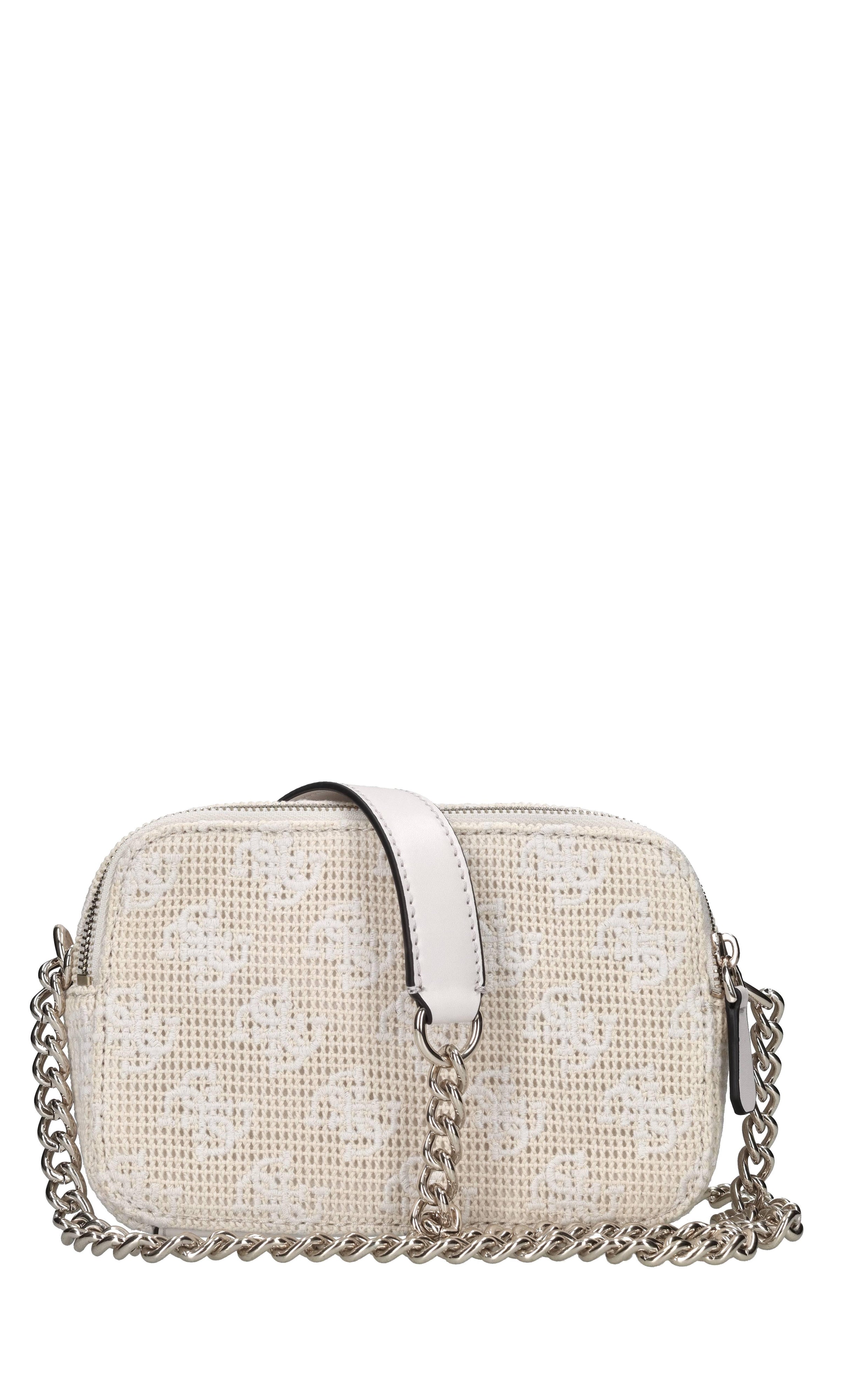 Borsa in tessuto crochet ed ecopelle con ricami 4G logo 