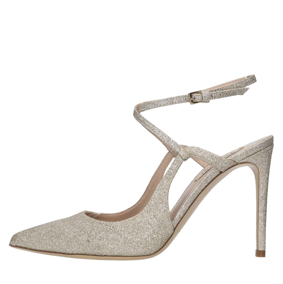 Décolleté slingback in tessuto microglitter 