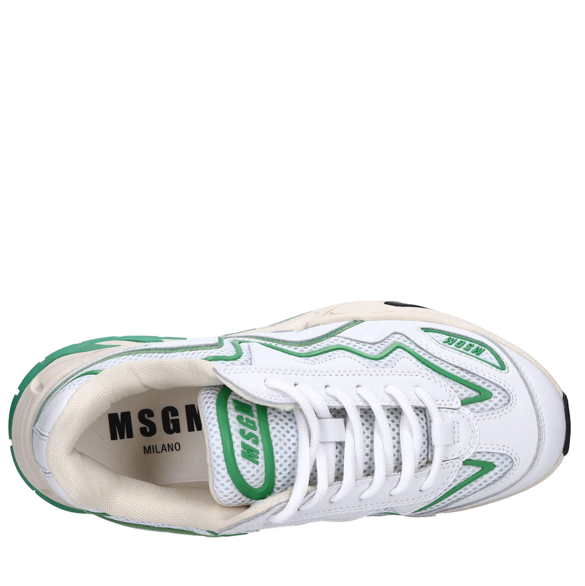 Sneakers in pelle ed tessuto 