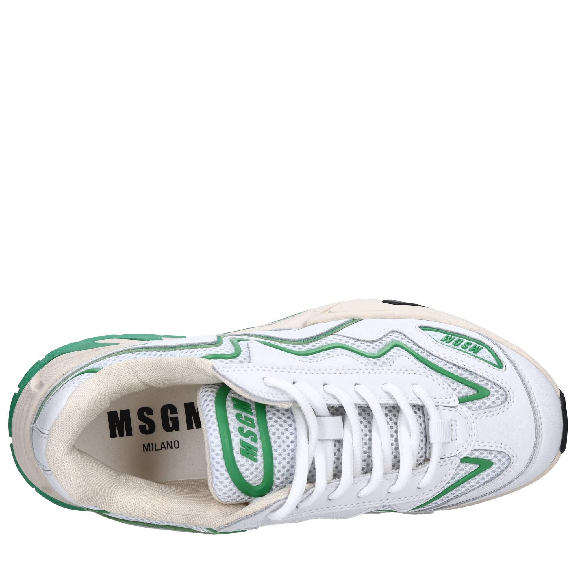 Sneakers in pelle ed tessuto 
