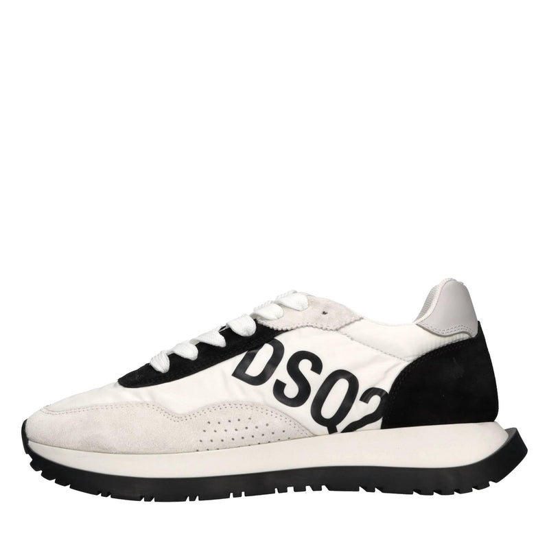 Sneakers in pelle e tessuto 