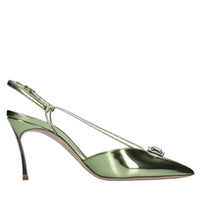 Décolleté slingback blade in pelle con applicazione gioiello 