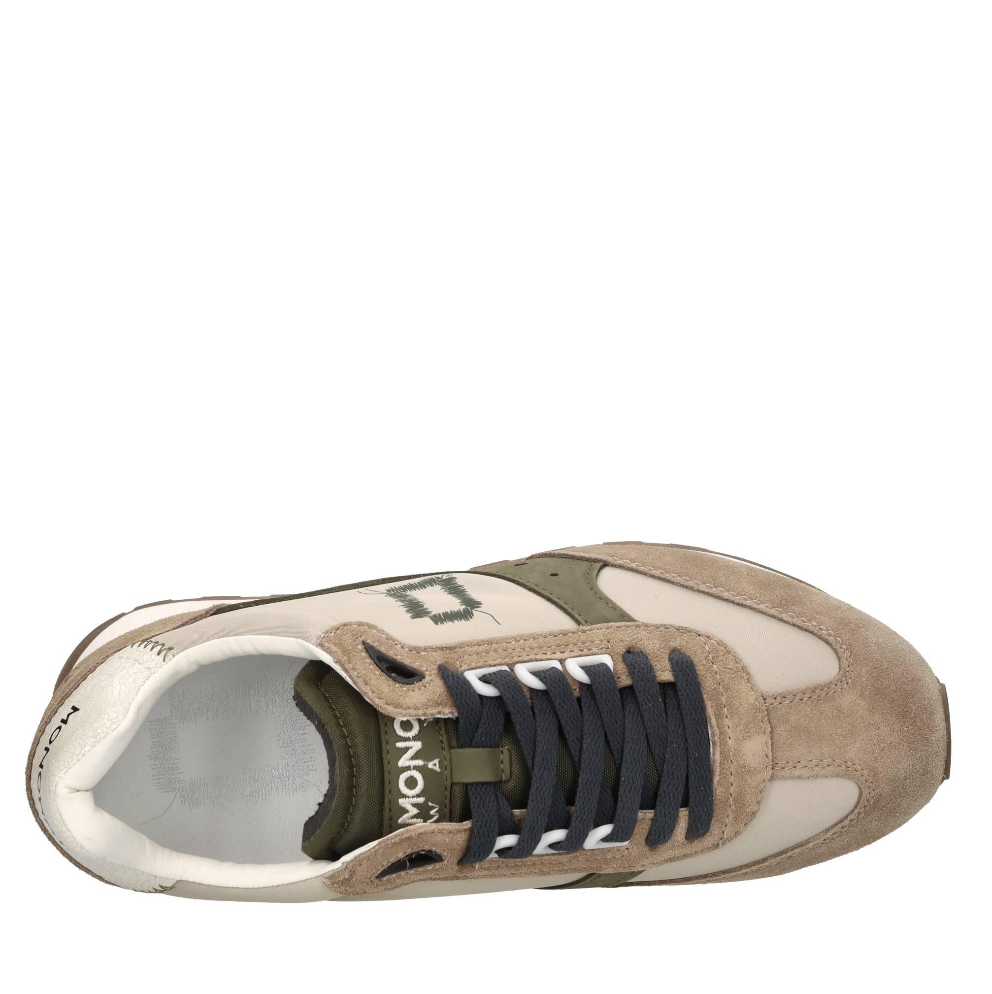 Sneakers in pelle e tessuto 