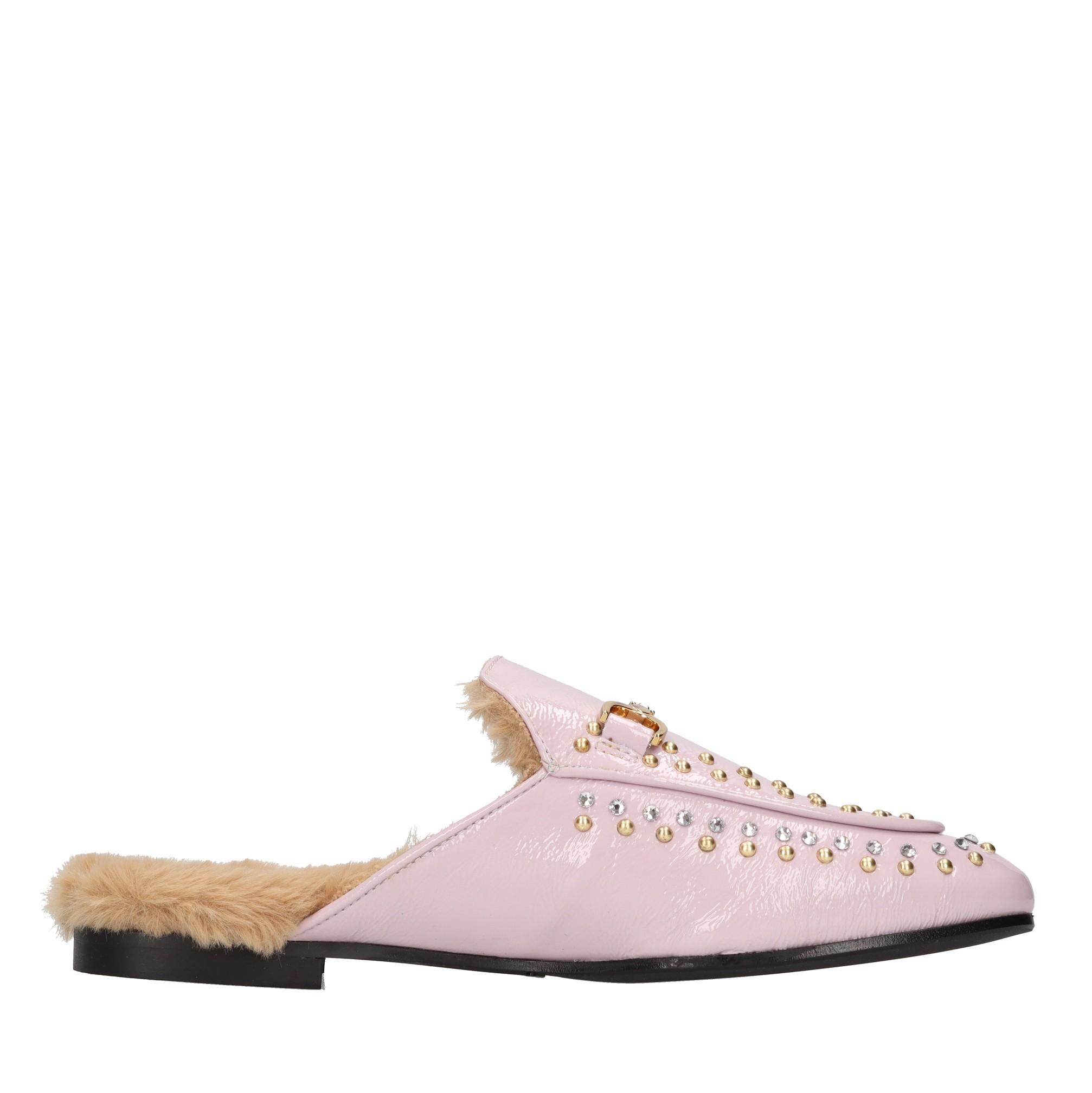 Sabot in pelle strass e borchie 