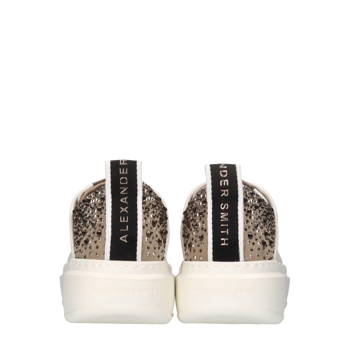 Sneakers in pelle,tessuto e strass 