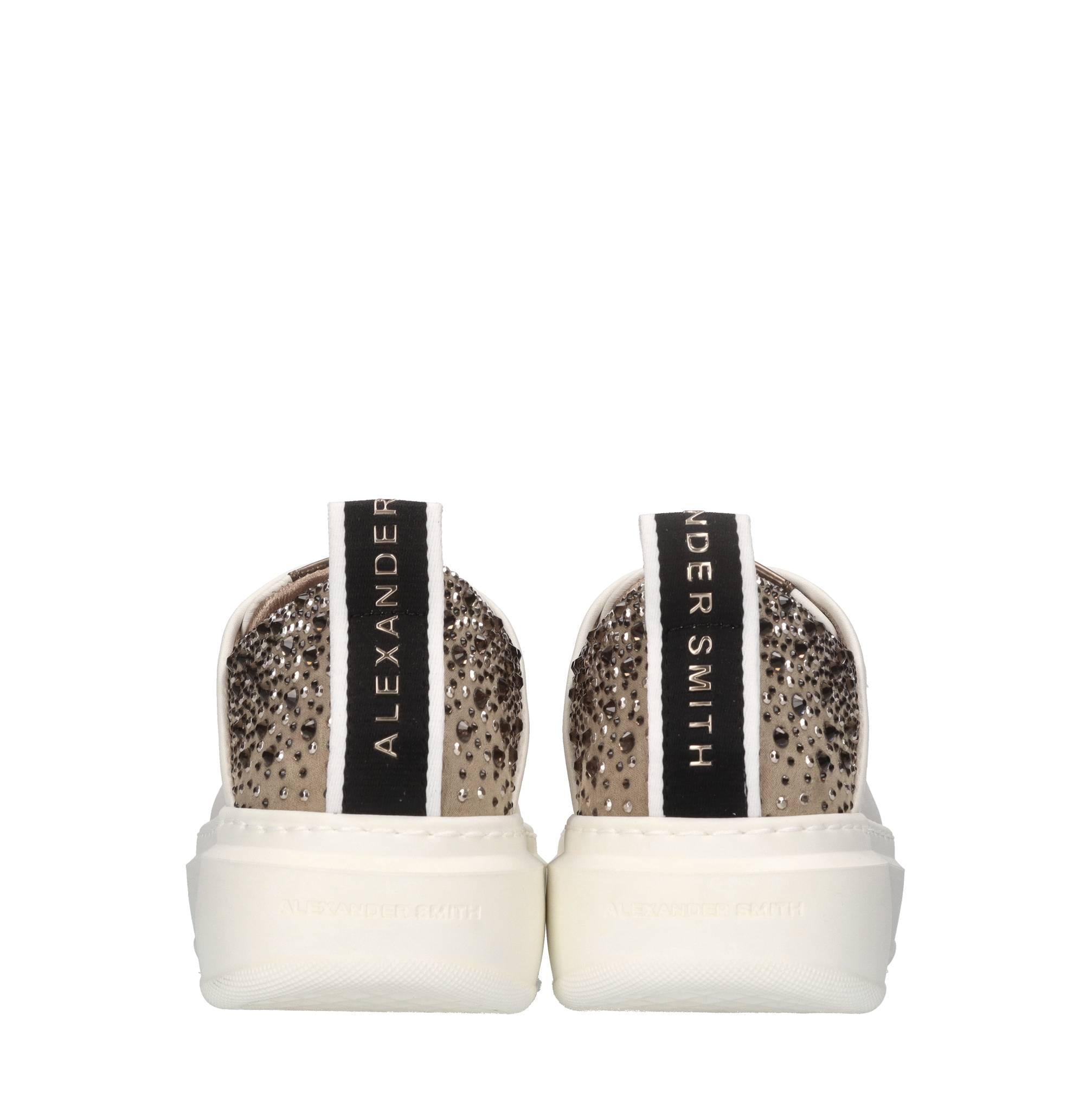 Sneakers in pelle,tessuto e strass 