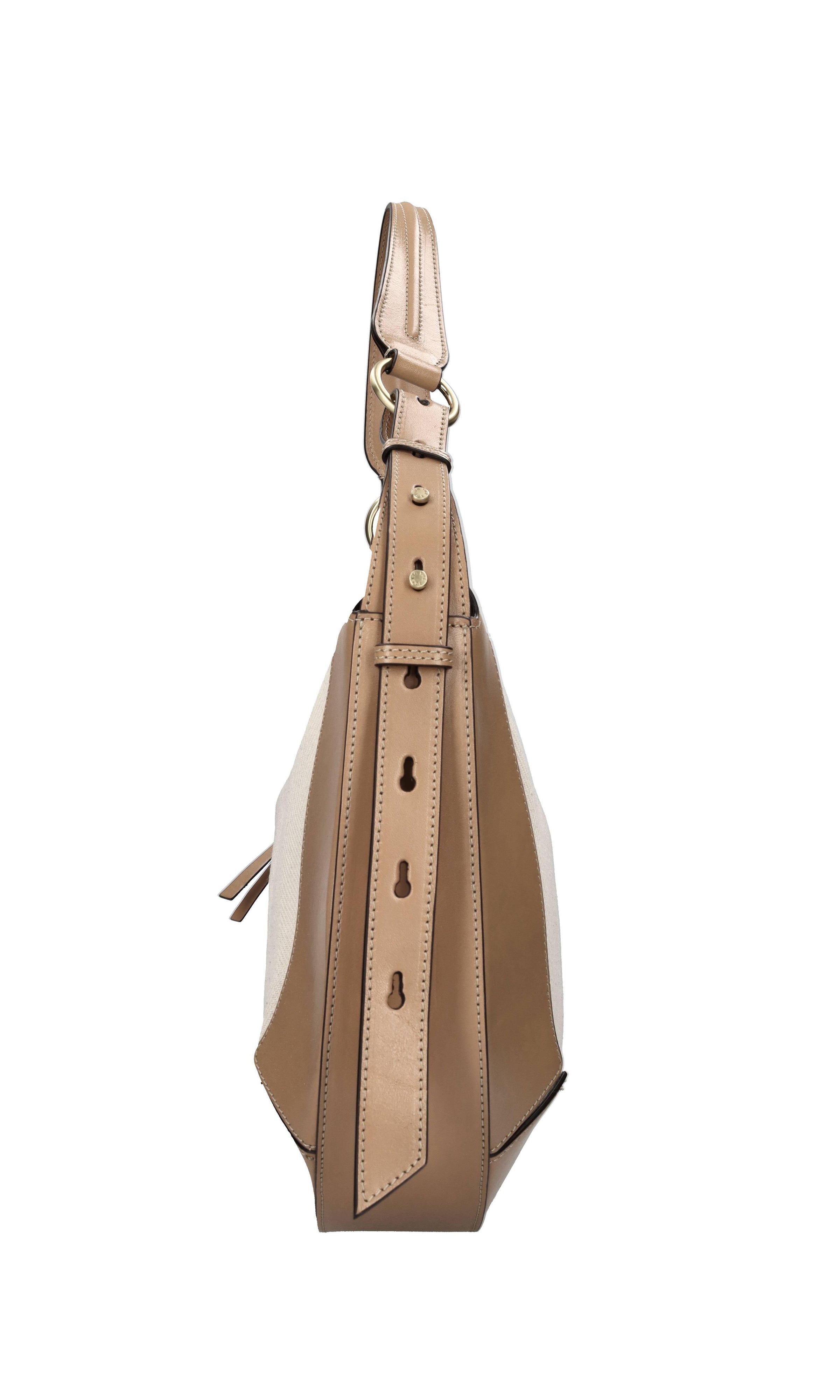Borsa in pelle e tessuto 