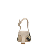 Décolleté slingback in pelle e rafia 