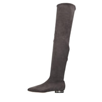 Stivali cuissard Galaxy in ecocamoscio stretch con tacco impreziosito da strass 