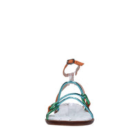 Sandali flat in pelle e camoscio 