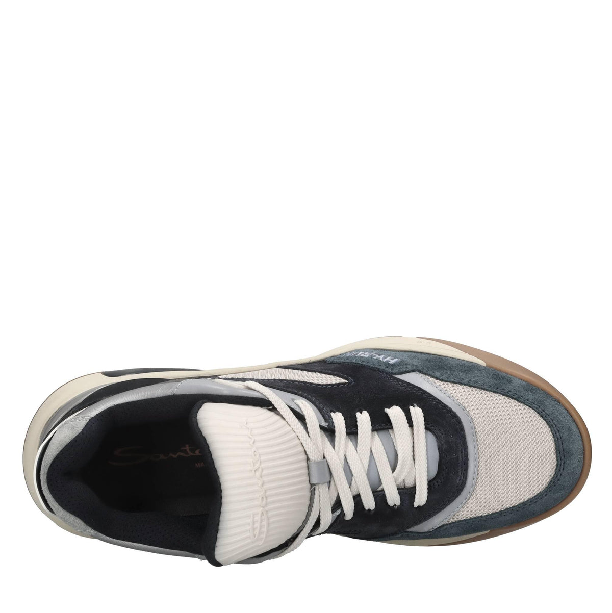 Sneakers in pelle camoscio e tessuto 