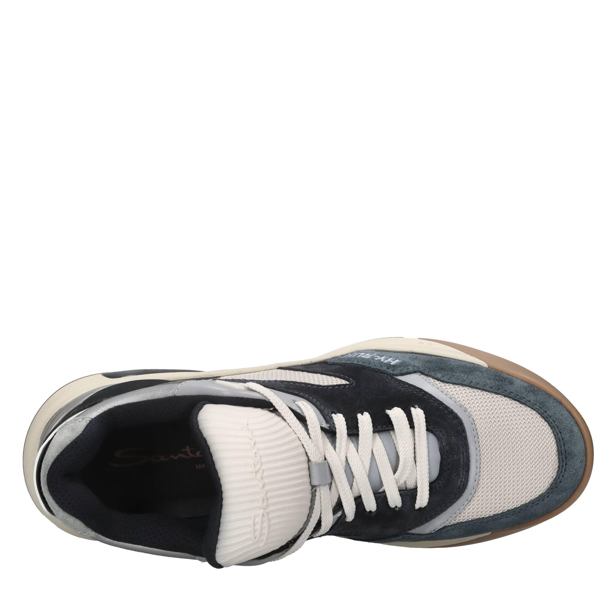 Sneakers in pelle camoscio e tessuto 