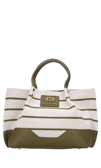 Borsa Stripes in tessuto ed ecopelle 