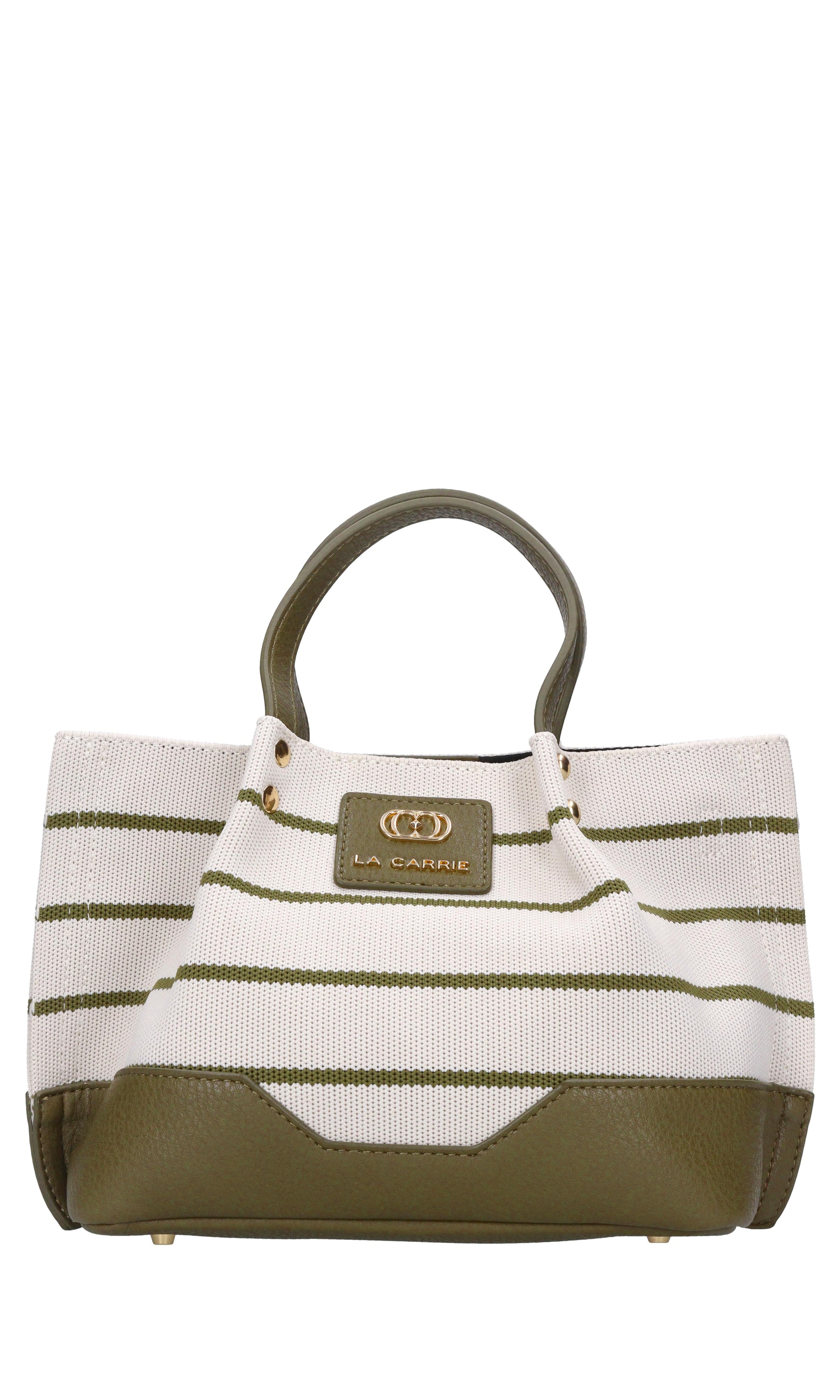 Borsa Stripes in tessuto ed ecopelle 