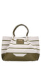 LA CARRIE Stripes fabric and faux leather bag