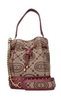 Borsa in pelle e tessuto 