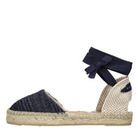 Flat espadrillas in rafia e tessuto 