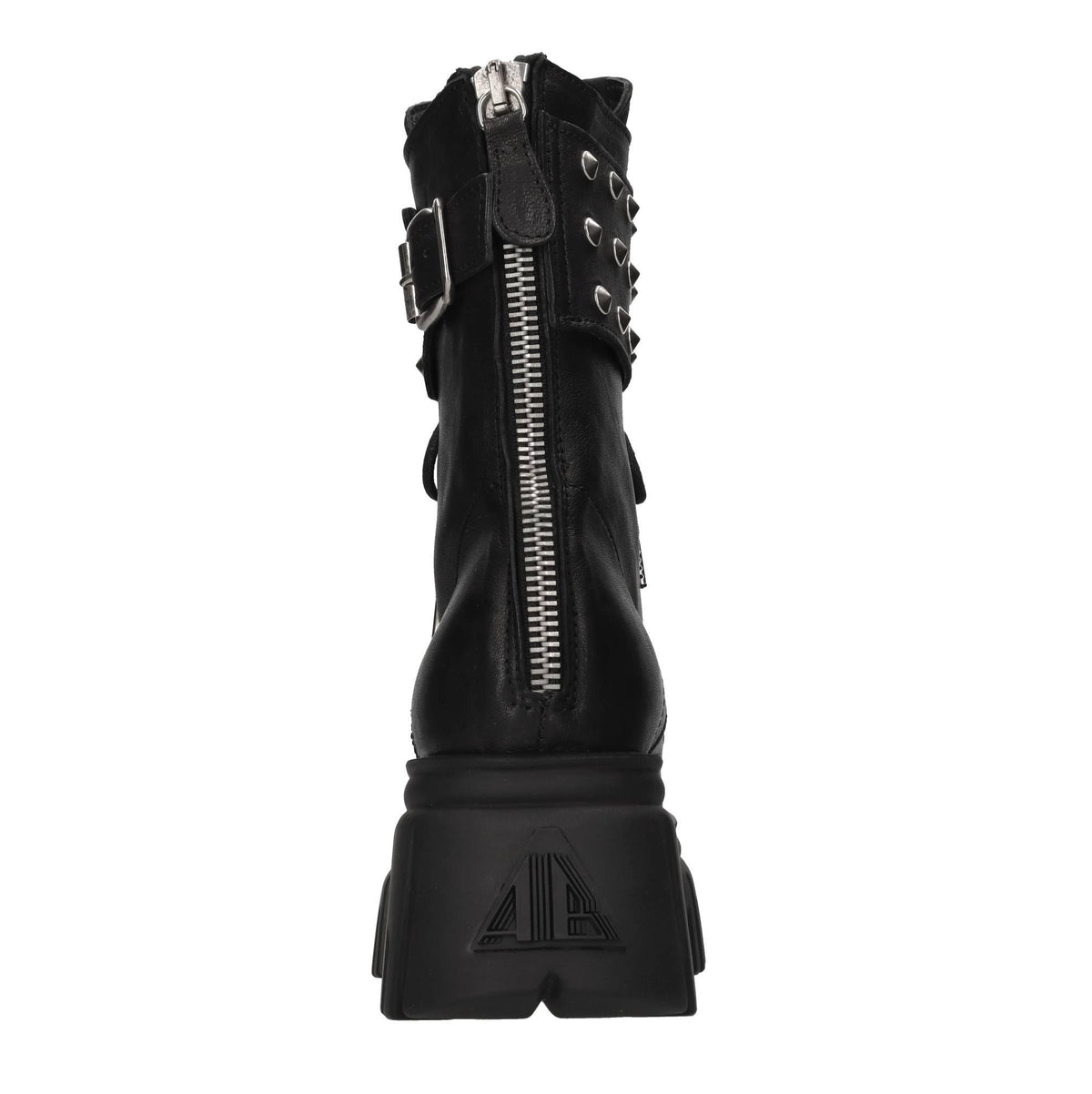 Stivaletti anfibi in pelle con borchie argento 