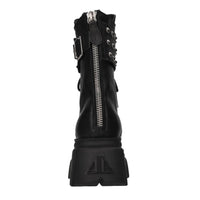Stivaletti anfibi in pelle con borchie argento 
