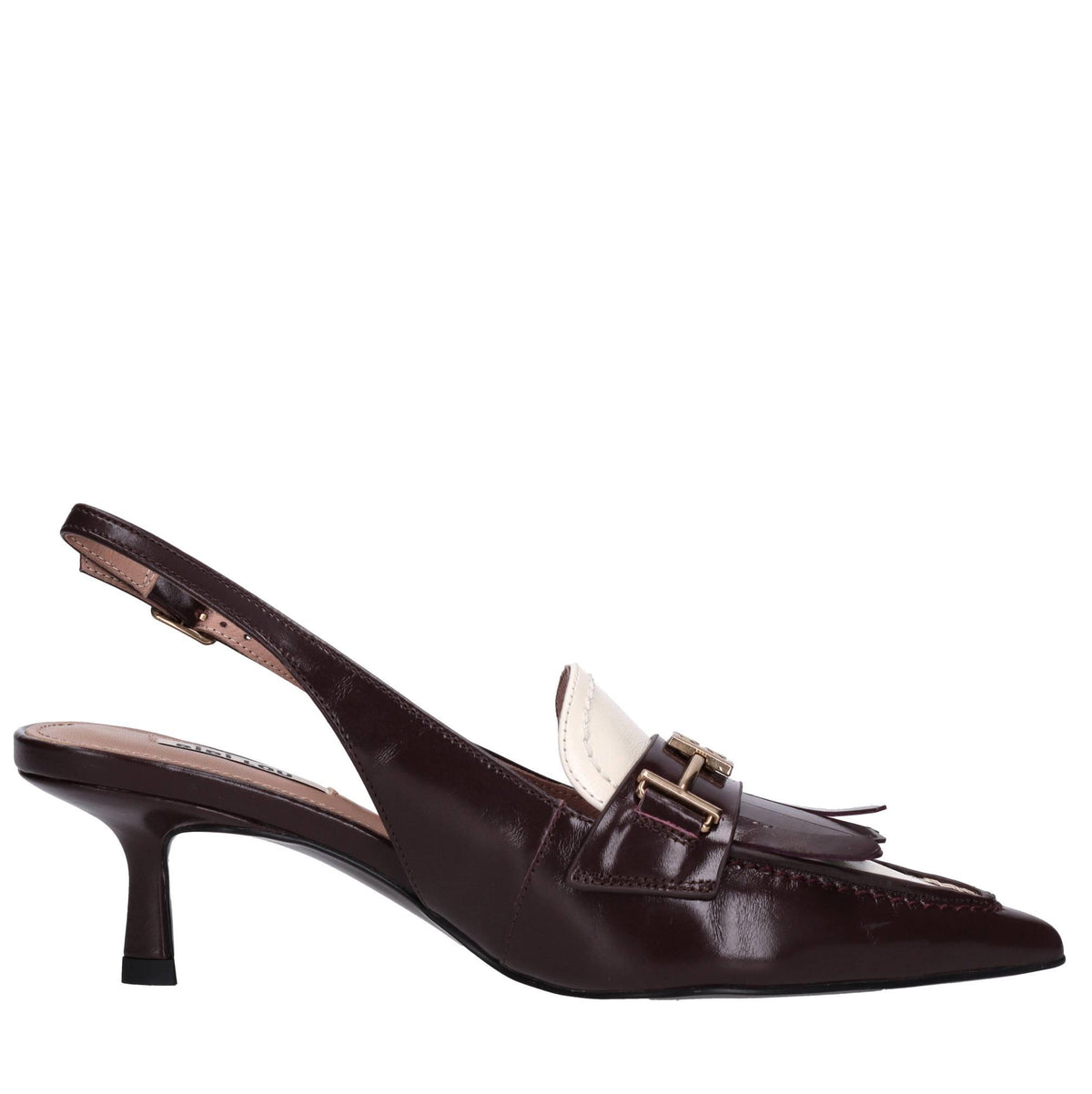 Décolleté slingback in pelle 