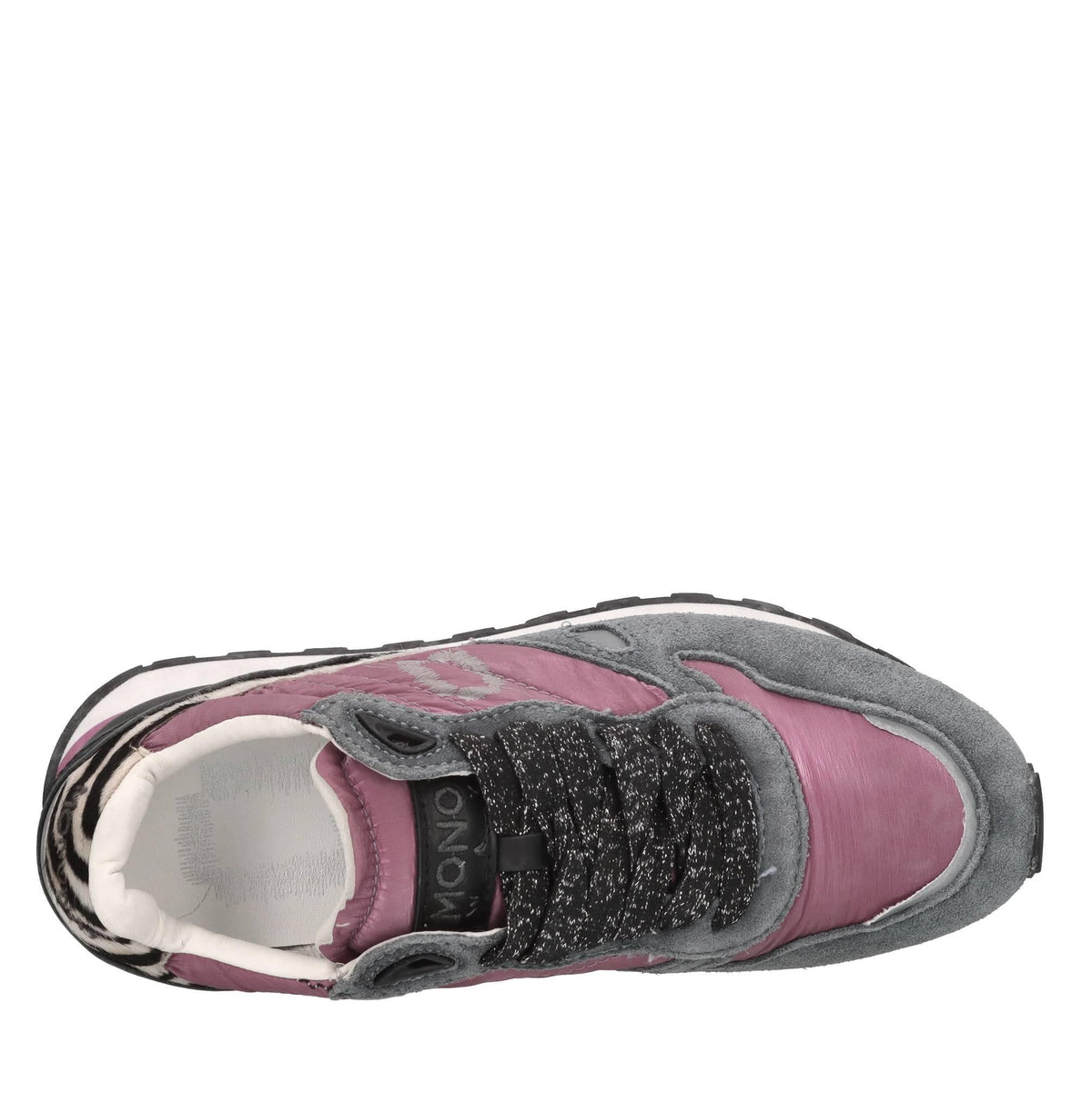 Sneakers in pelle e tessuto 
