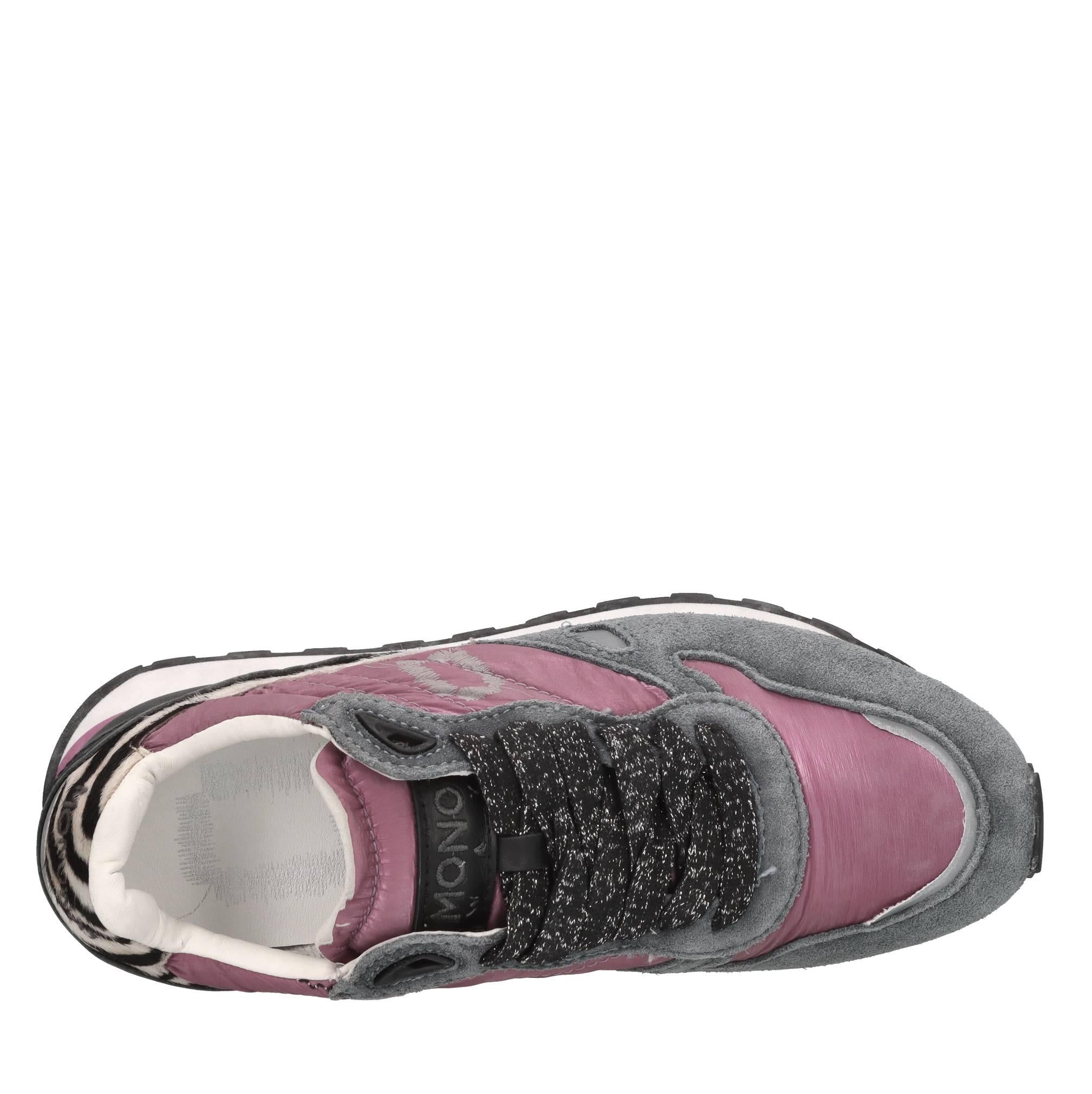 Sneakers in pelle e tessuto 