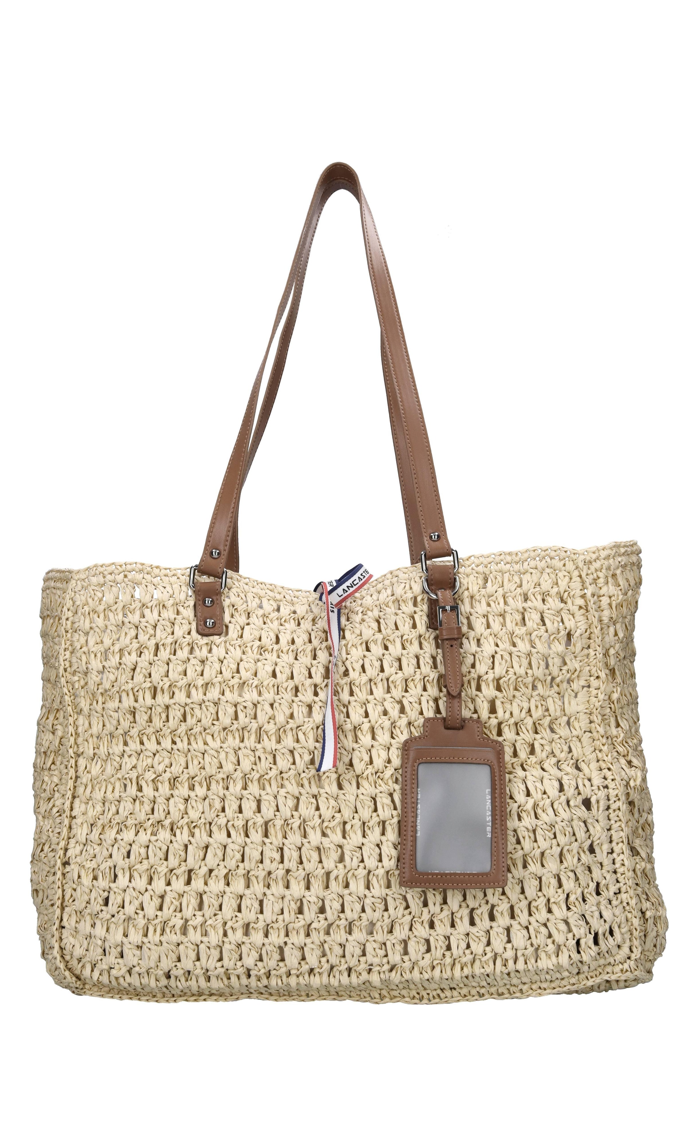 Borsa in paglia naturale e pelle 