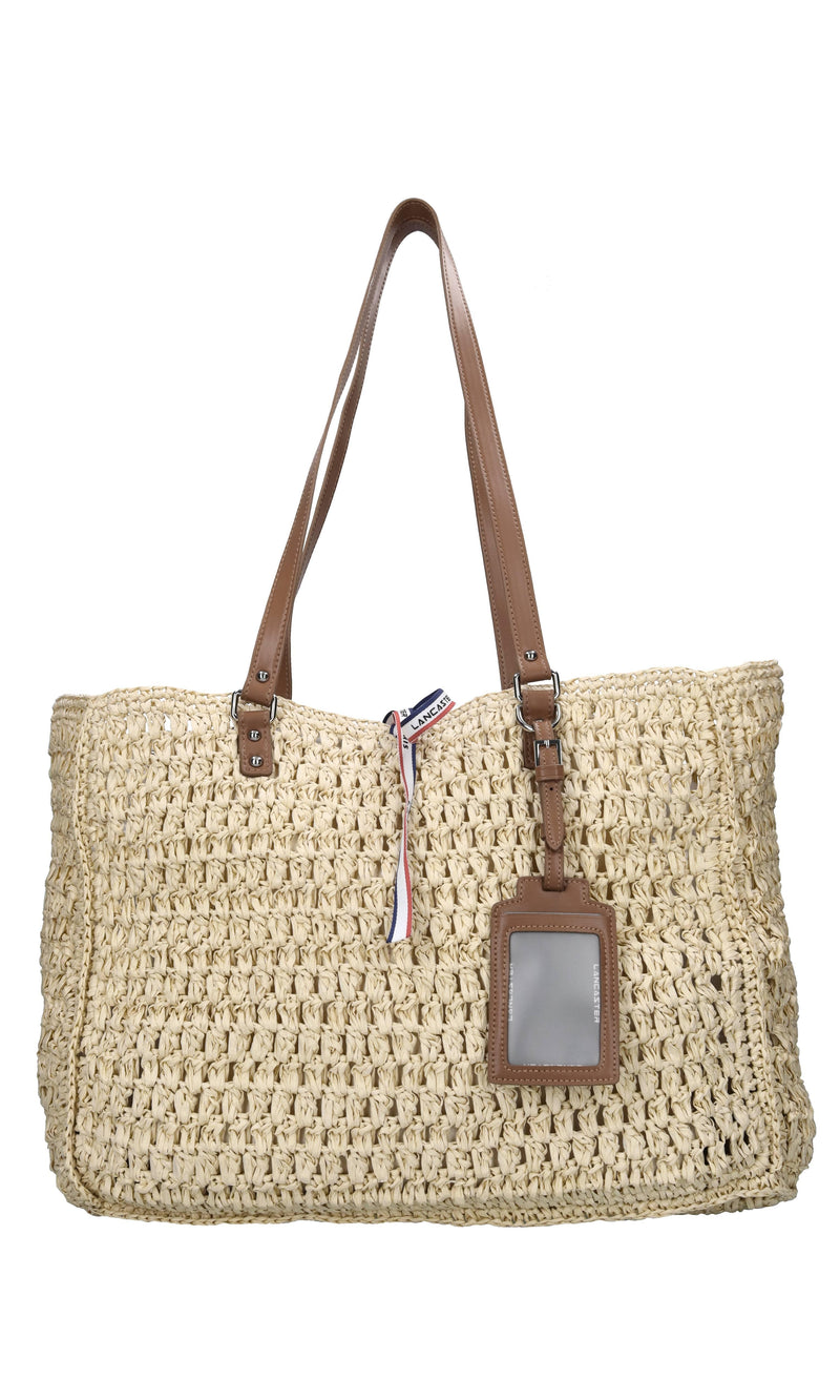 Borsa in paglia naturale e pelle 