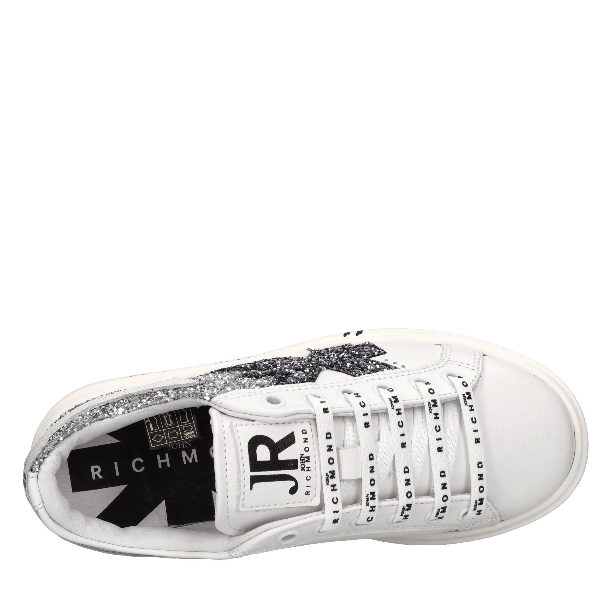 Sneakers in pelle e glitter 