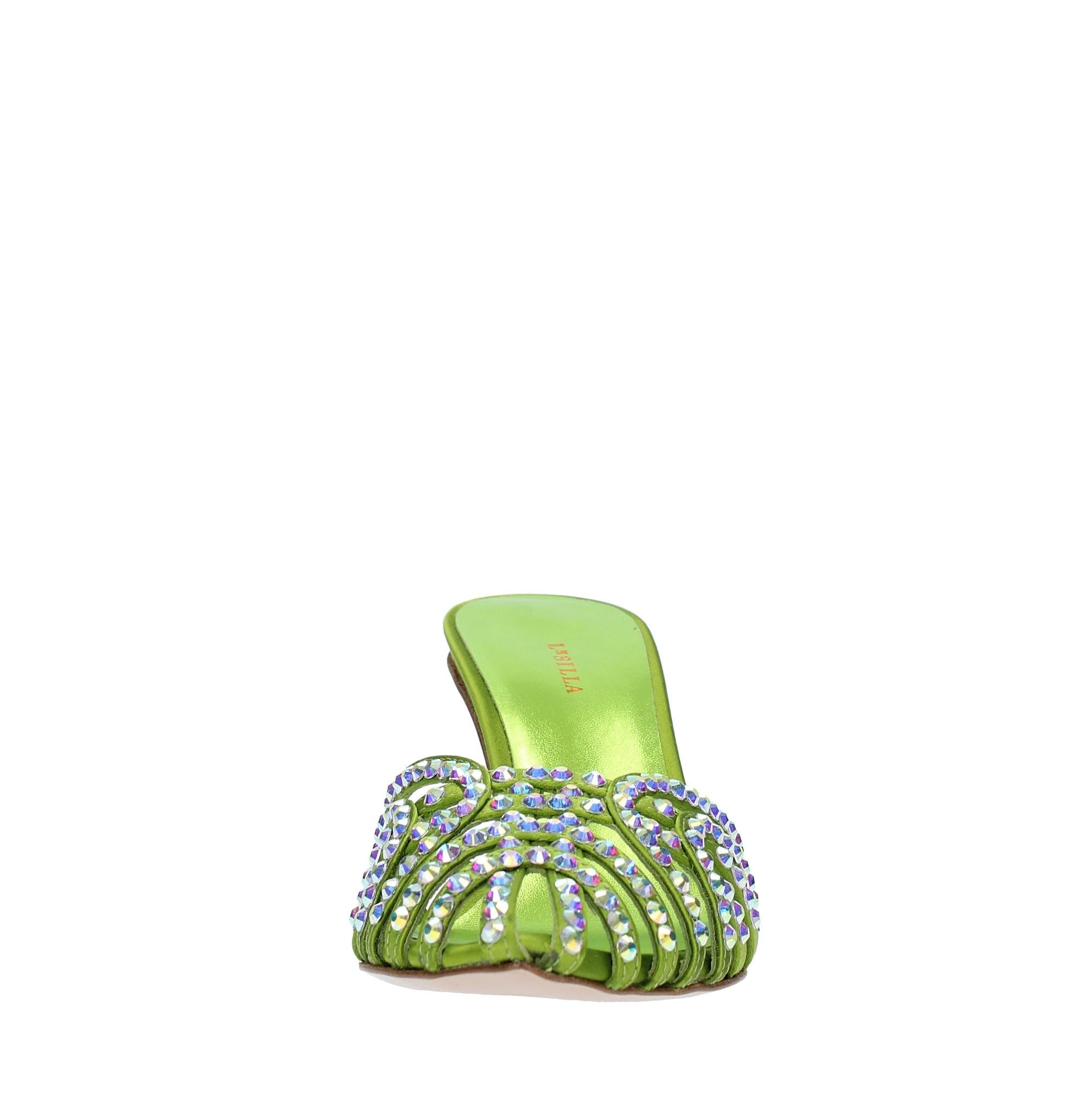 Mules in raso e strass 