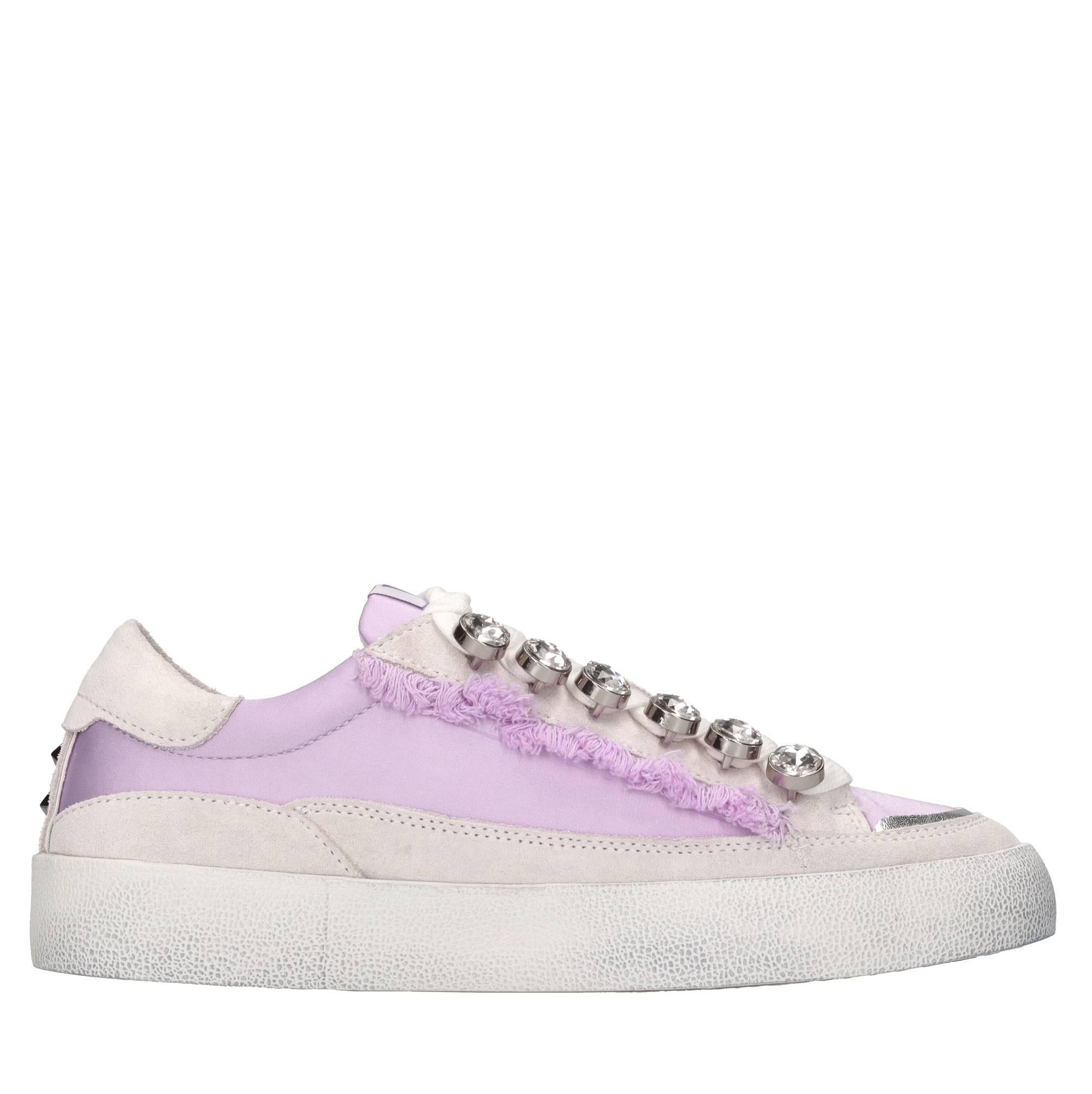 Sneakers in pelle,tessuto e strass 