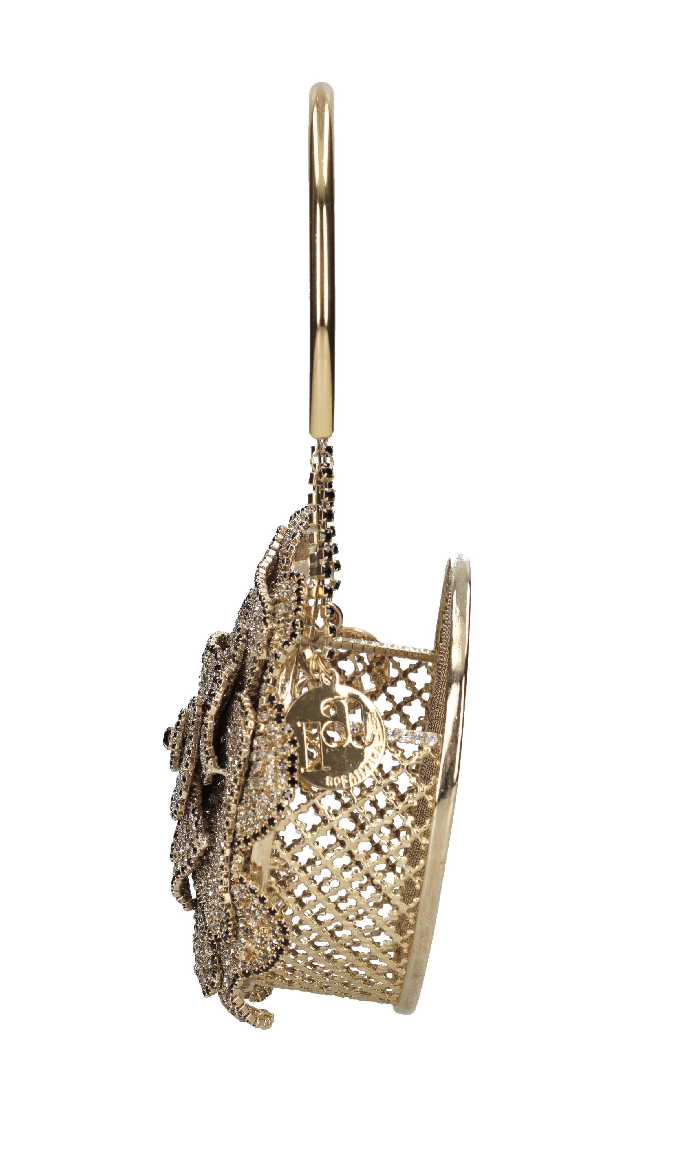 Borsa mini in metallo e strass 