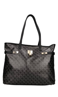 Borsa  sfoderata in canvas spalmato e stampato con allover logato V73 