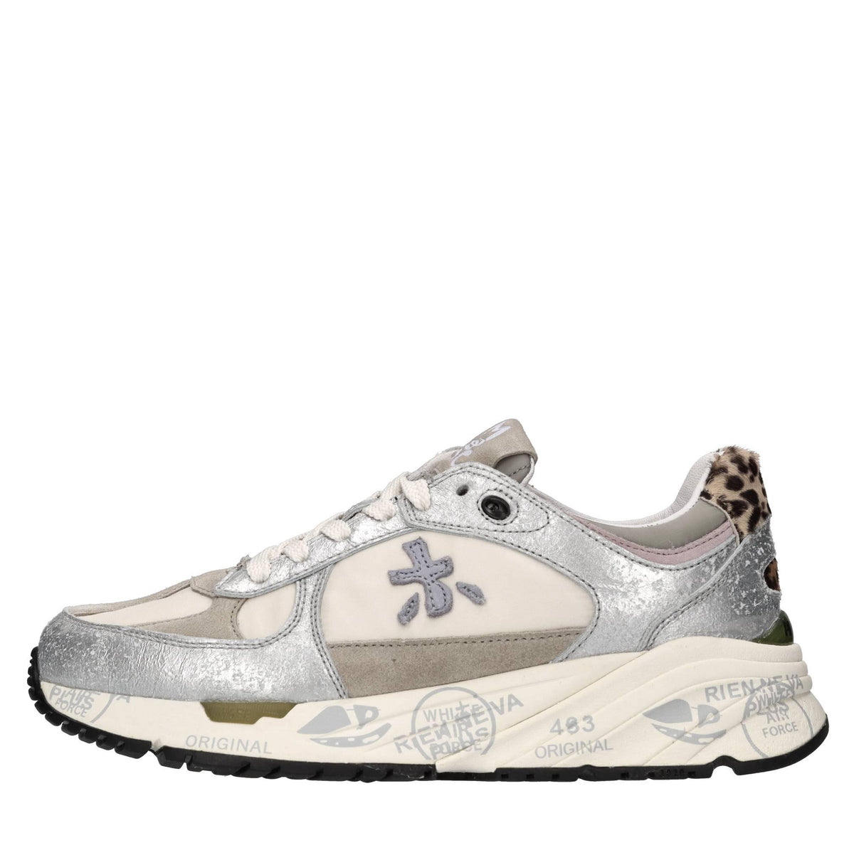 Sneakers in pelle e tessuto 